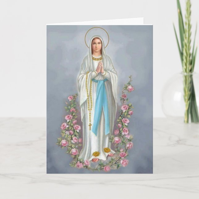 Tarjeta Nuestra Señora del Rosario con rosas (Anverso)