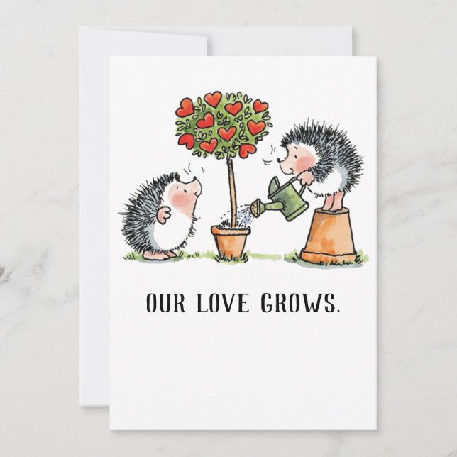 Tarjeta Nuestro amor cultiva erizos Valentine (Anverso)
