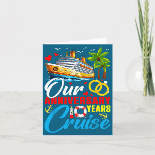 Tarjeta Nuestro crucero de aniversario de 10 años pareja e