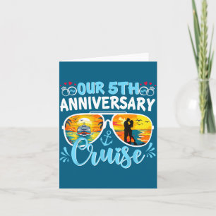 Tarjeta Nuestro crucero de aniversario número 5 para parej