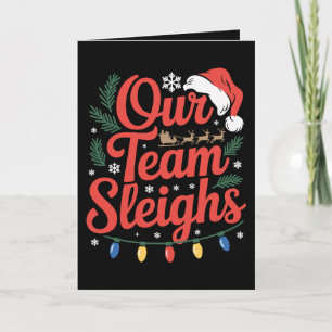 Tarjeta Nuestro Equipo Arrastra Luces de Reno de Navidad S
