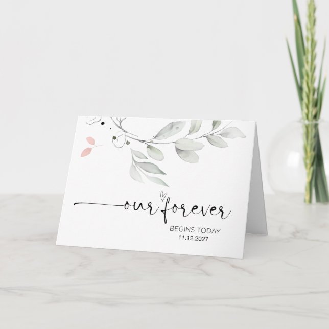 Tarjeta Nuestro Forever comienza hoy como Boda de Novia y  (Anverso)