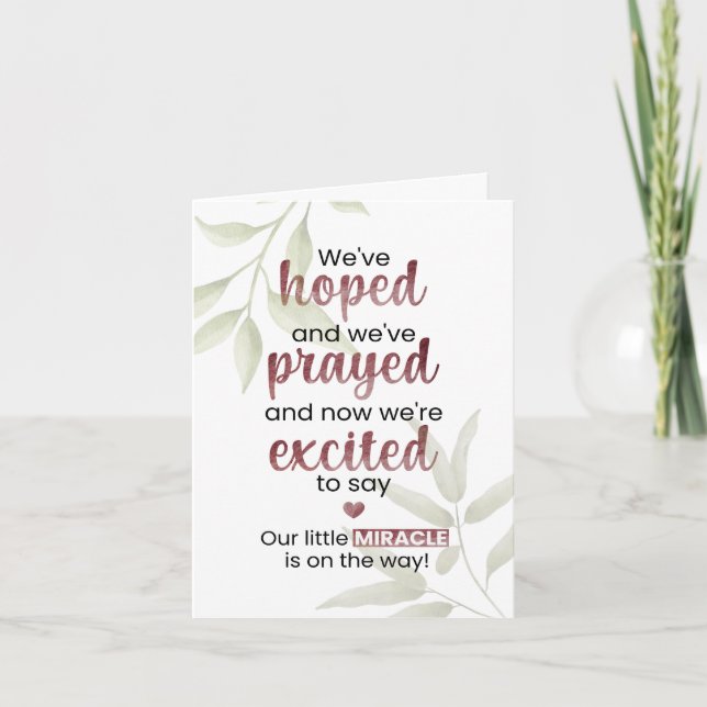 Tarjeta Nuestro pequeño milagro está en camino (Anverso)