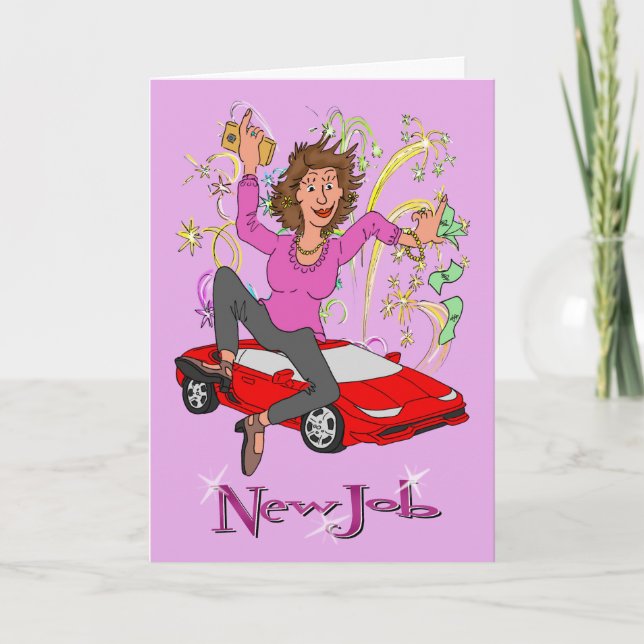 Tarjeta Nueva Caricatura de Personalizado femenina en el t (Anverso)