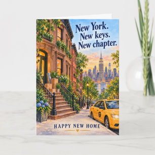 Tarjeta Nueva casa en Brownstone de Nueva York Feliz nueva