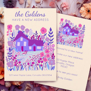 Tarjeta Nueva dirección en casa Personalizado de flores de