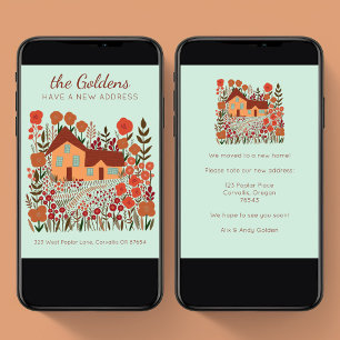Tarjeta Nueva dirección residencial Moving Farmhouse Flowe
