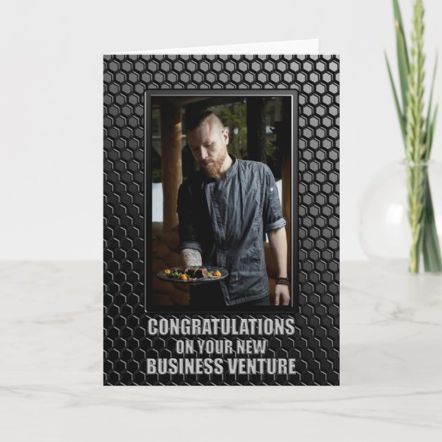 Tarjeta Nueva empresa: foto de Personalizado de patrón geo (Anverso)