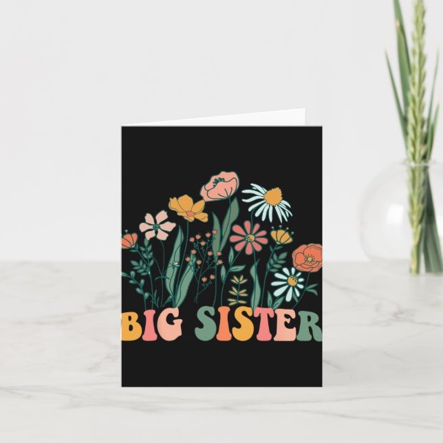 Tarjeta Nueva Hermana Mayor Wildflower Primer Cumpleaños & (Anverso)