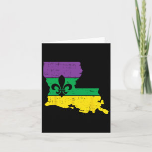 Tarjeta Nueva Orleans Louisiana Map Jester Funny Mardi Gra