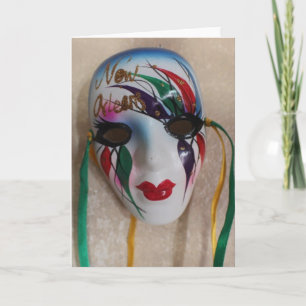 Tarjeta Nueva Orleans Máscara de Mardi Gras