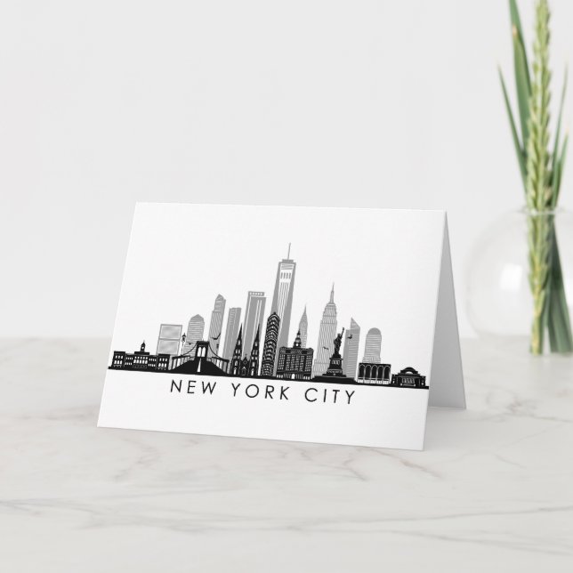 Tarjeta NUEVA YORK Manhatten USA Skyline Silhouette (Anverso)