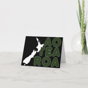 TARJETA NUEVA ZELANDIA MAPA TEXTO AOTEAROA KIWI NZ BLANCO