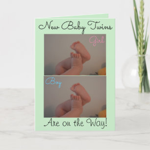 Tarjeta Nuevo bebé niño niña gemelos en camino FOTO