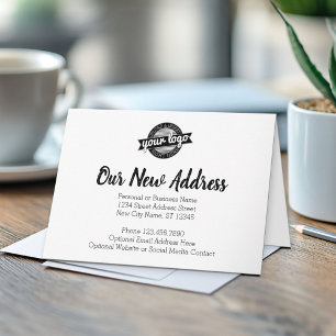 Tarjeta Nuevo cambio de dirección con logotipo comercial