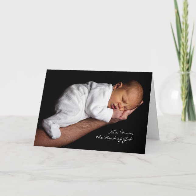 Tarjeta Nuevo de la mano de Dios (Recién nacido) (Anverso)