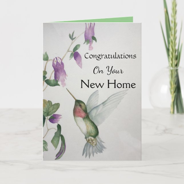 Tarjeta Nuevo Hogar Felicitaciones Happy Hummingbird (Anverso)