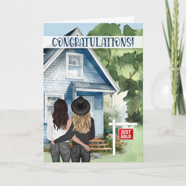 Tarjeta Nuevo Hogar Felicitaciones Pareja Lesbiana (Anverso)