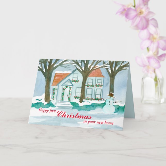 Tarjeta Nuevo hogar Navidades felices bienes raíces (Orquídea)