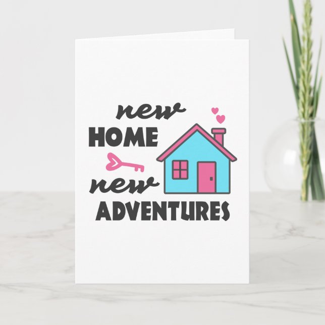 Tarjeta Nuevo hogar nuevo fiesta nuevas aventuras (Anverso)