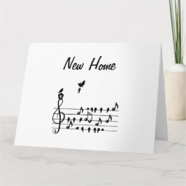 Tarjeta Nuevo hogar, pájaro de canciones cargando la llave
