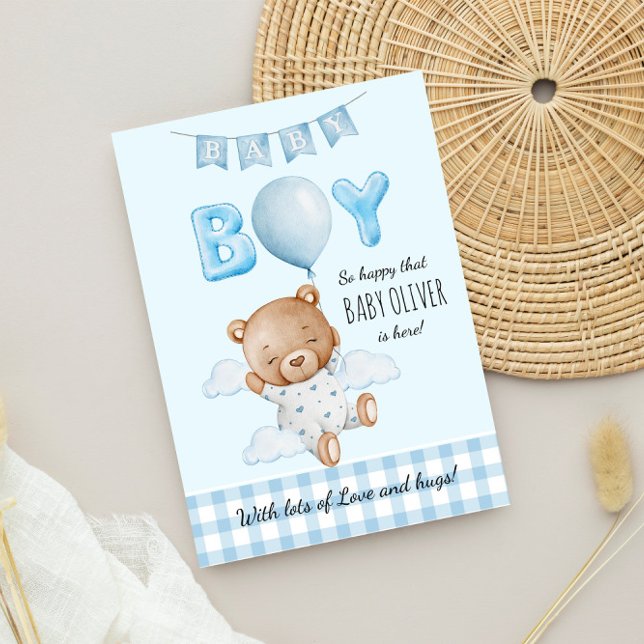 Tarjeta Nuevo osito de peluche de bebé con globos (Subido por el creador)
