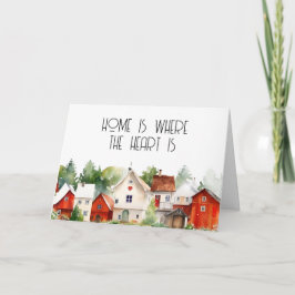 Tarjeta Nuevo propietario de vivienda calentando bienes ra