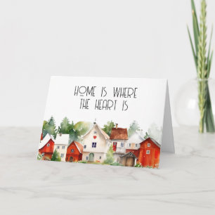 Tarjeta Nuevo propietario de vivienda calentando bienes ra