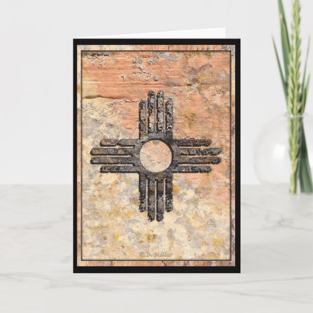 Tarjeta Nuevo símbolo del sol zia en México hablando cañon (Anverso)