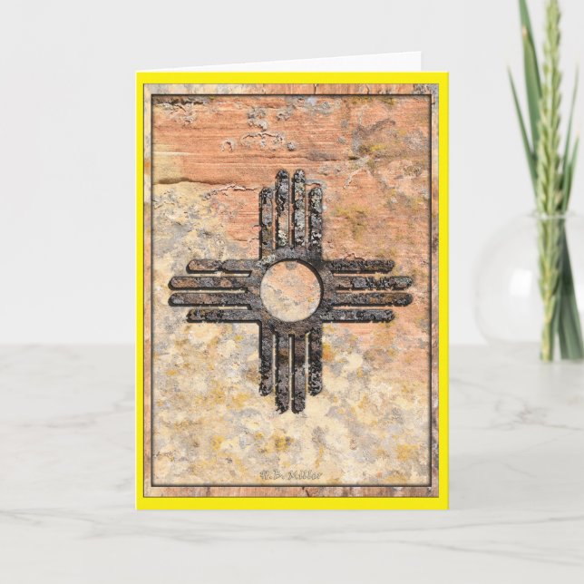 Tarjeta Nuevo símbolo del sol zia en México hablando cañon (Anverso)