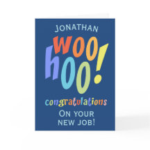 Nuevo trabajo felicitaciones tipografía divertida