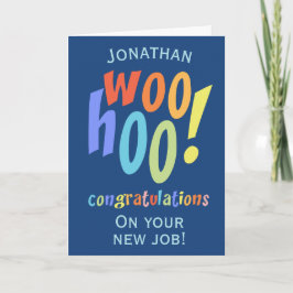 Tarjeta Nuevo trabajo felicitaciones tipografía divertida