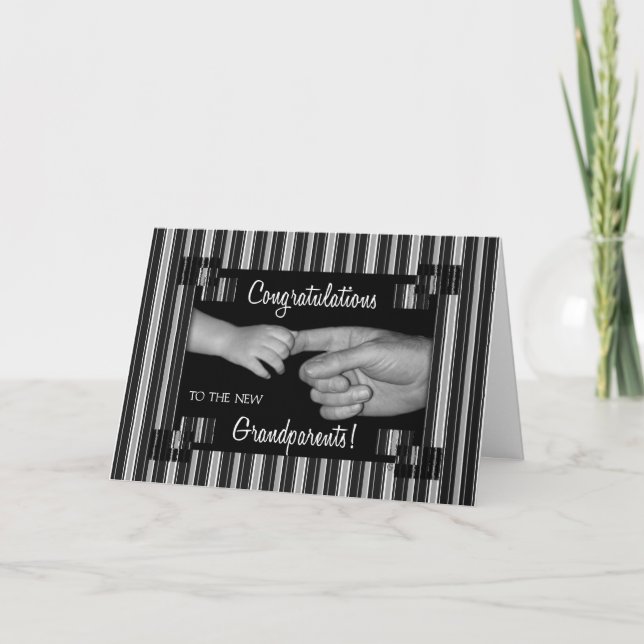 Tarjeta Nuevos abuelos Black Striped Felicitaciones (Anverso)