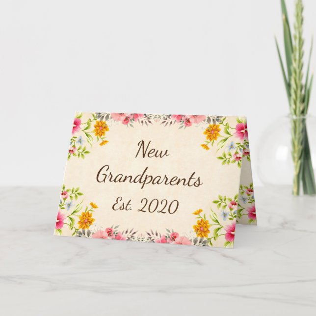 Tarjeta Nuevos Abuelos Est. Arte Floral de época 2020 (Anverso)