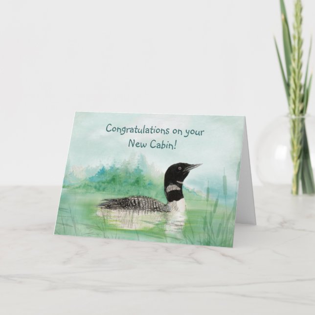 Tarjeta Nuevos Felicitaciones Cabina Acuarela Lote Natural (Anverso)