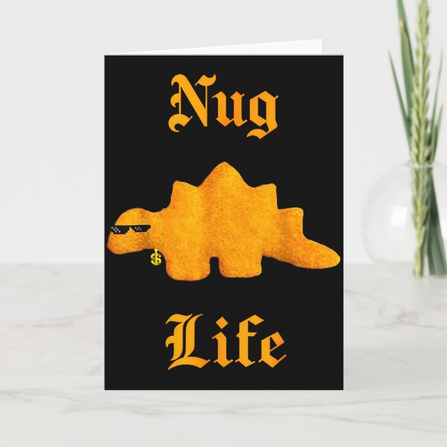 Tarjeta Nug Life Dinosaur Pollo Nugget Divertido Retro  (Anverso)
