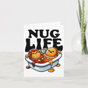 Tarjeta Nug Life Funny Chicken Nuggets En Bbq Sauce Cartoo
