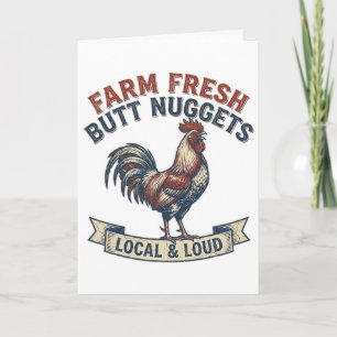 Tarjeta Nuggets de trasero fresco de granja Gallo divertid
