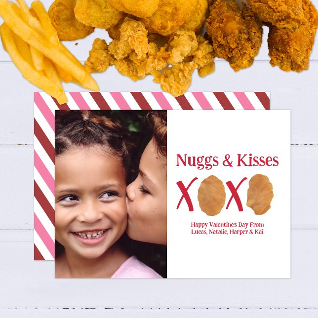 Tarjeta Nuggs & Kisses XOXO Stripe Valentine Foto (Subido por el creador)