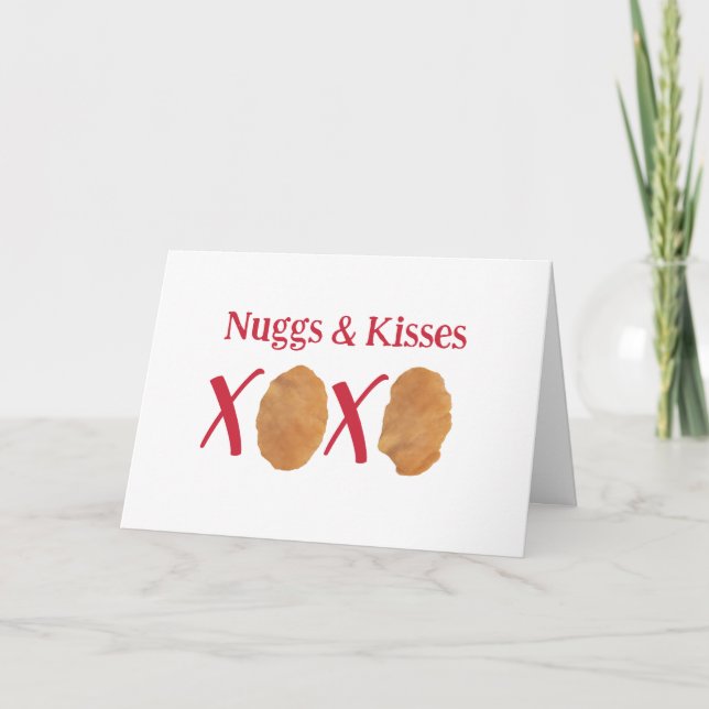 Tarjeta Nuggs y Besos Día de San Valentín Punny (Anverso)