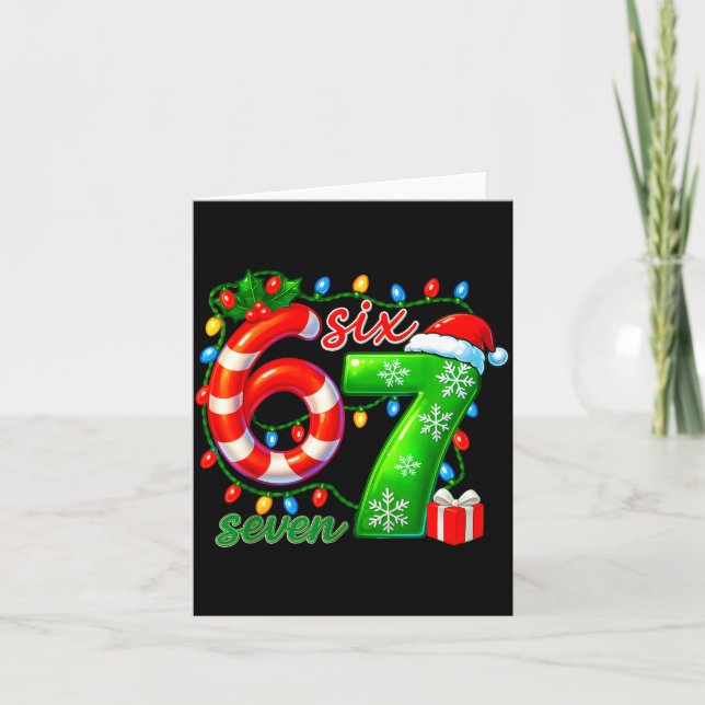 Tarjeta Number 67 Meme Retro Santa 6 7 Holiday Six Seven C (Anverso)