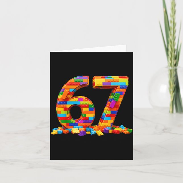 Tarjeta Number 67 Meme Six Seven 6 7 Building Blocks Gen A (Anverso)