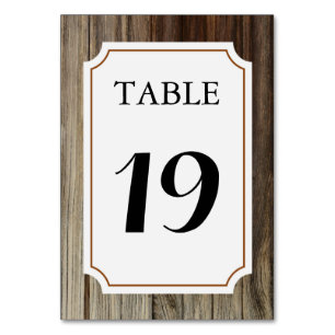Tarjeta numérica de mesa de madera de granero rúst