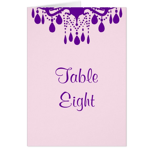 Tarjeta numérica de mesa de salón de baile (púrpur (Frente)