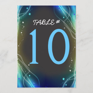 Tarjeta numérica de tabla de Mitzvah Neon Stars Ba