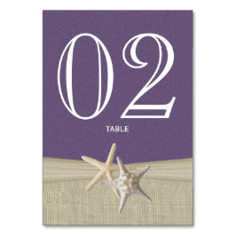 Tarjeta numérica Starfish and Burlap Purple Table