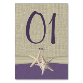 Tarjeta numérica Starfish and Burlap Purple Table