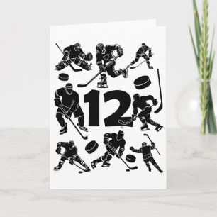 Tarjeta Número 12 años Hockey sobre hielo Cumpleaños 12º (