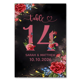 Tarjeta Número 14 de Mesa de Boda Floral Rosado