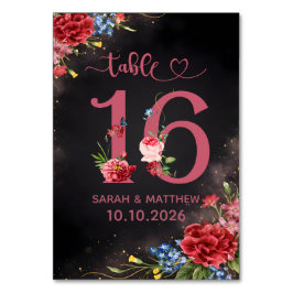 Tarjeta Número 16 de Mesa de Boda Floral Sonrojada